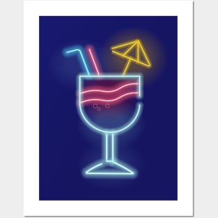 Neon Cocktail Posters and Art